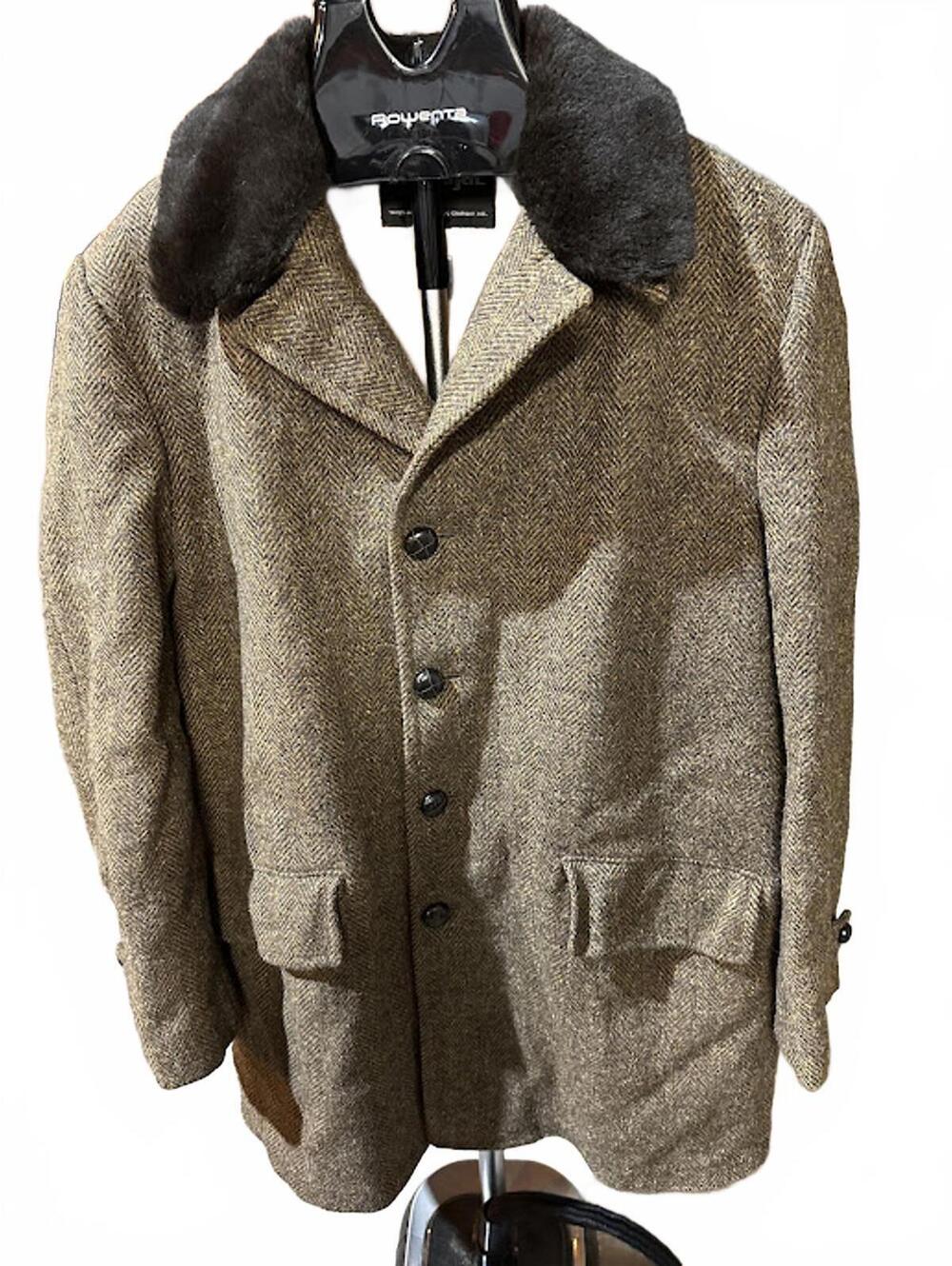 Vintage Stratojac 44 Herringbone Faux Fur Lined Coat